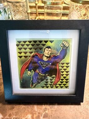 Prada Studio Van Gogh Pop Art Superman Framed Print - Blue, Red, Yellow-Green